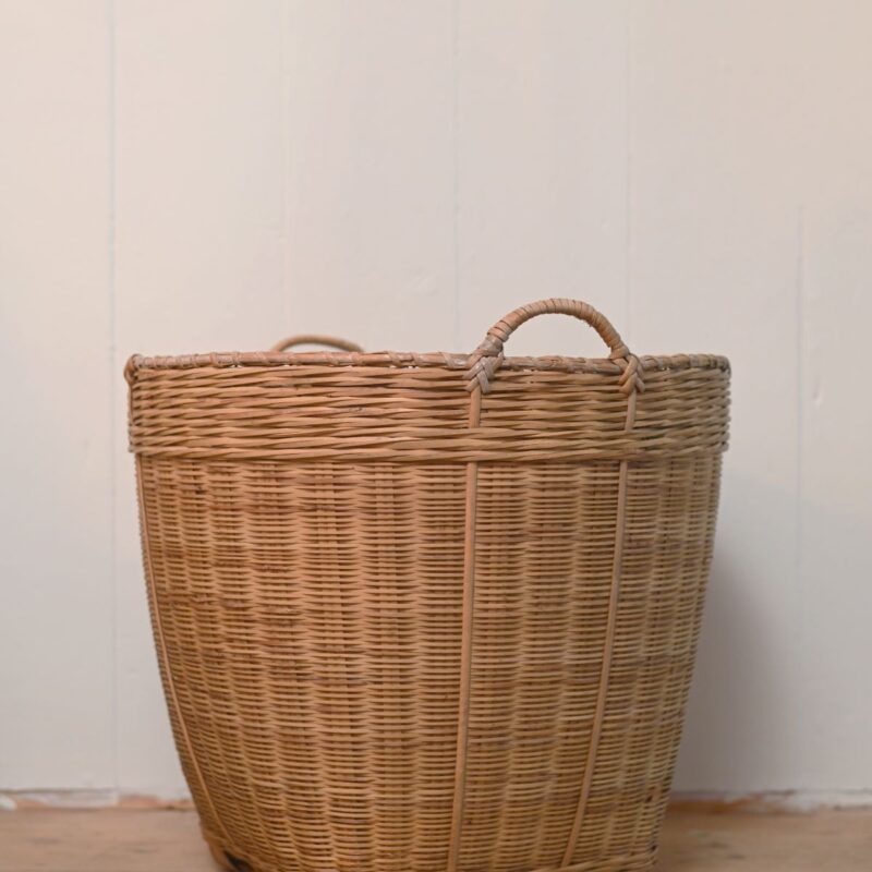 Oriasa Large Vintage Japanese Woven Basket with Handles – c.1970