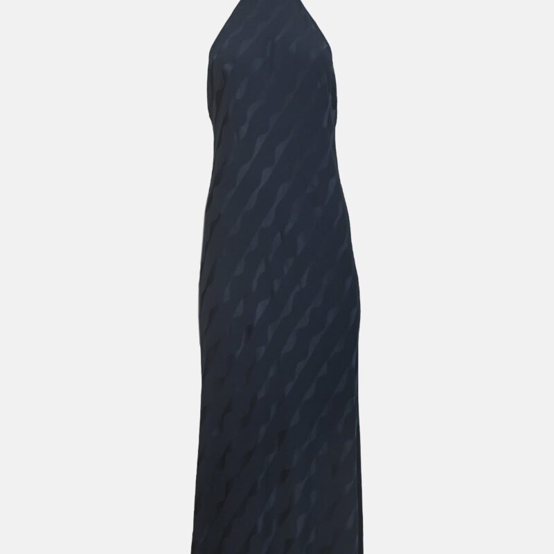 Oriasa Black Jacquard Dress – Elegant Wave Texture Maura Style